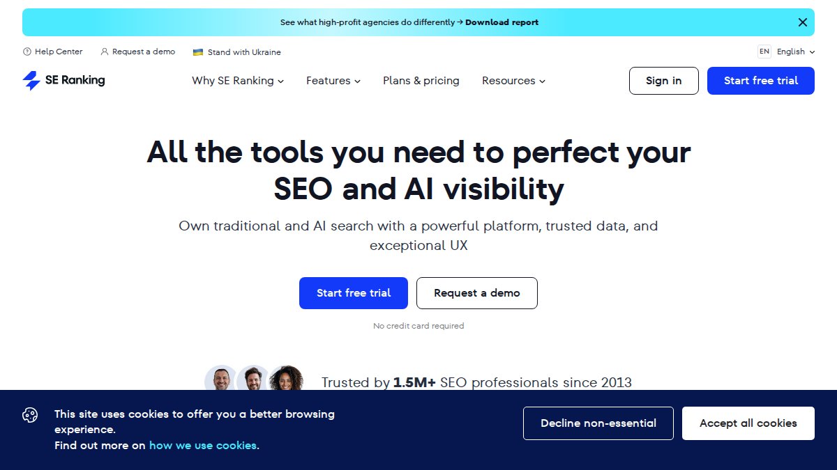 Screenshot of seranking.com interface