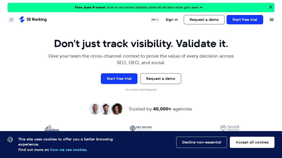 Screenshot of seranking.com interface