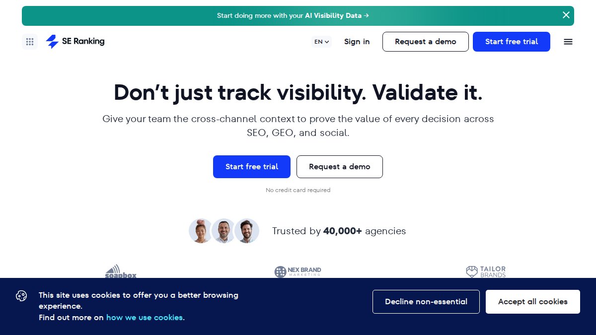 Screenshot of seranking.com interface