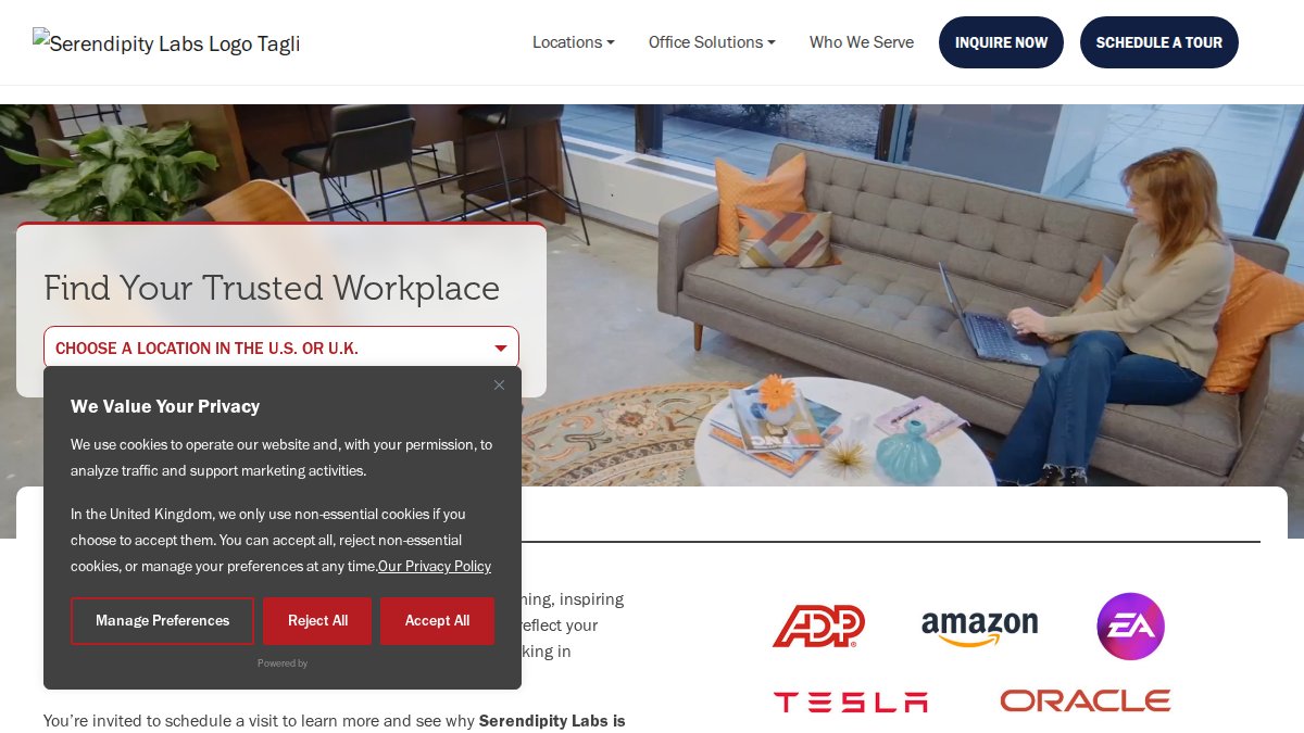 Screenshot of serendipitylabs.com interface