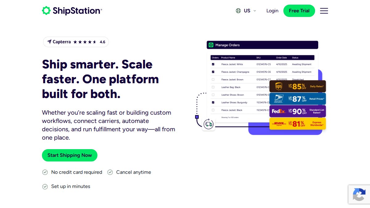 Screenshot of shipstation.com interface