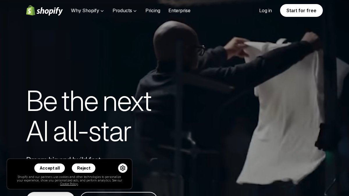 Screenshot of shopify.com interface