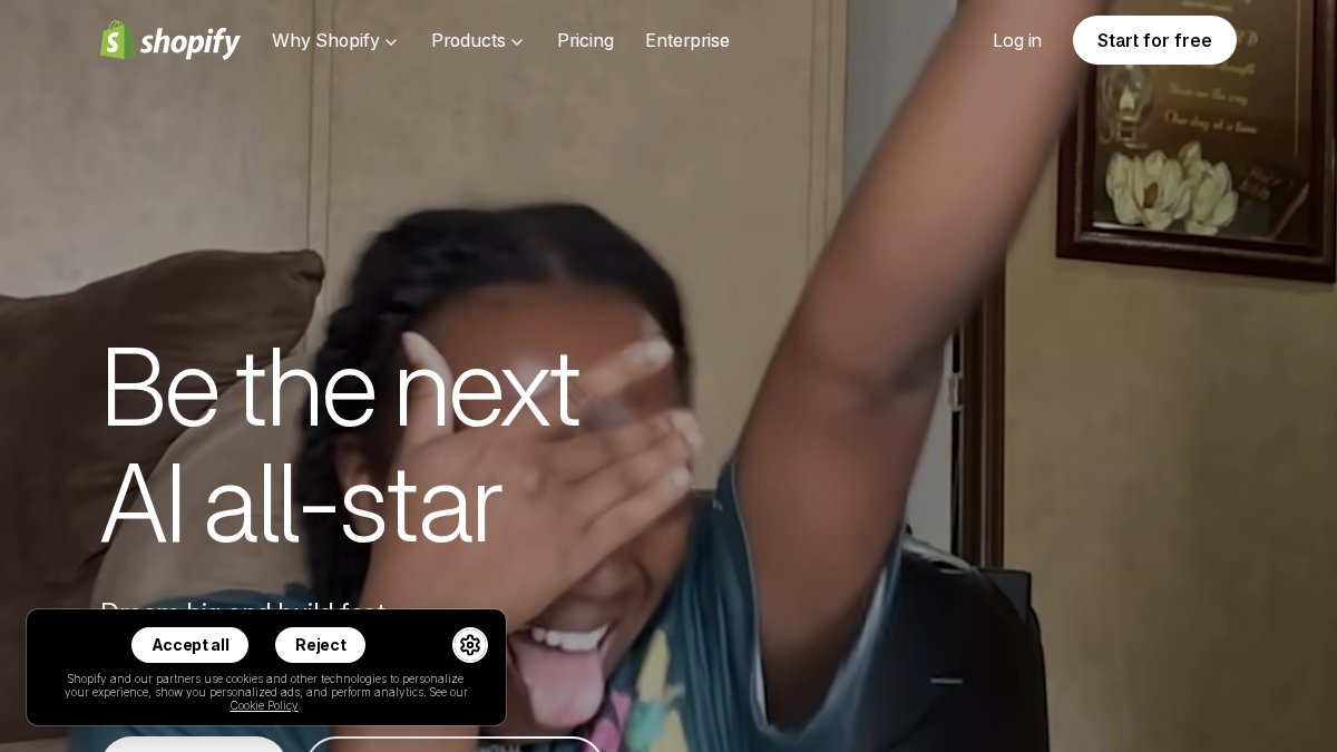 Screenshot of shopify.co.uk interface