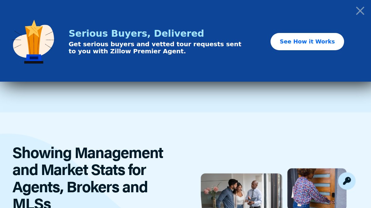 Screenshot of showingtime.com interface