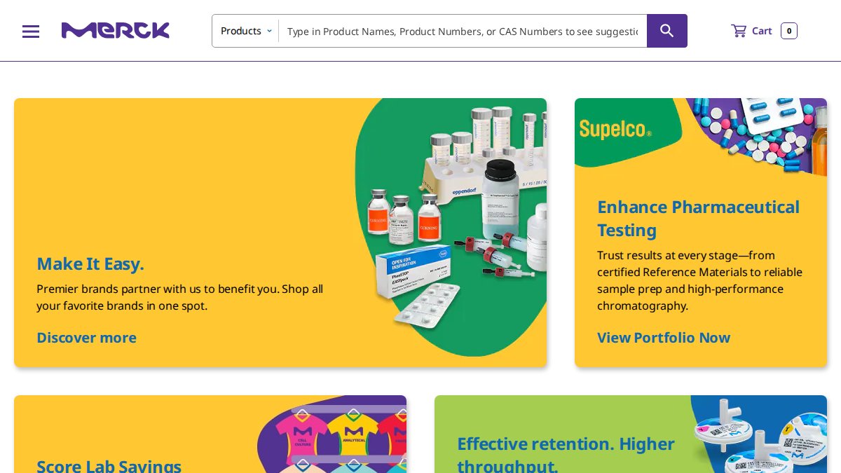 Screenshot of sigmaaldrich.com interface