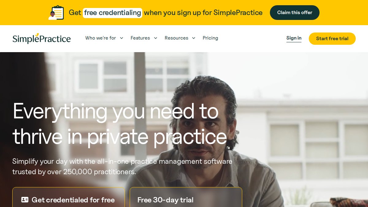 Screenshot of simplepractice.com interface