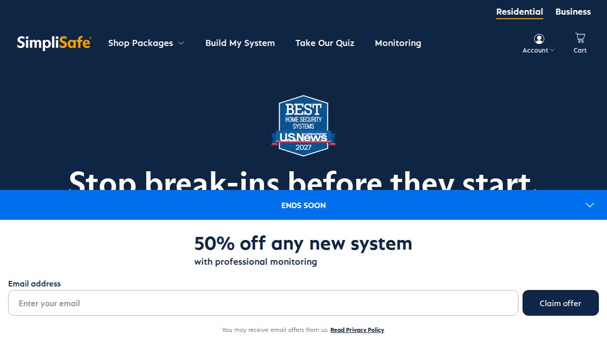 Screenshot of simplisafe.com interface