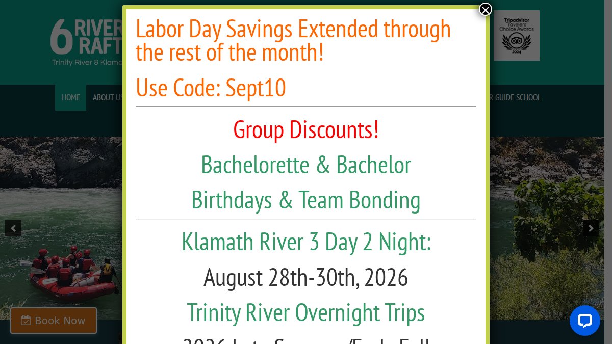 White Water River Rafting Trips in Northern California at Six Rivers Rafting