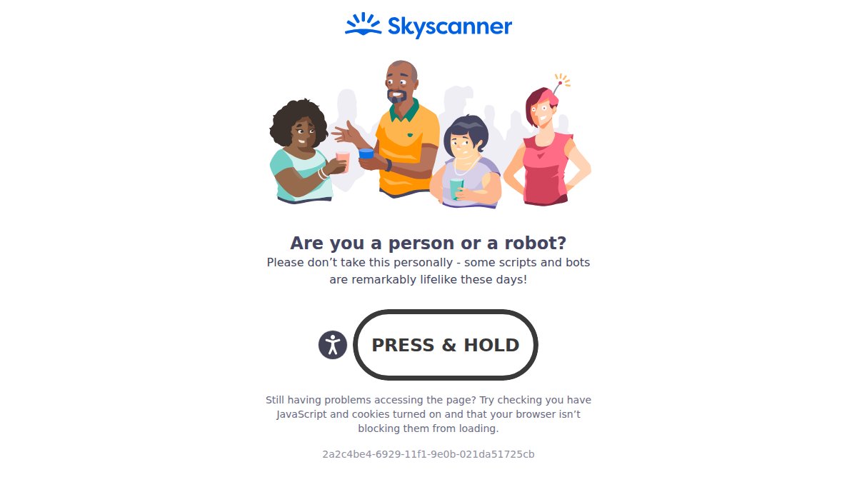 Screenshot of skyscanner.nl interface