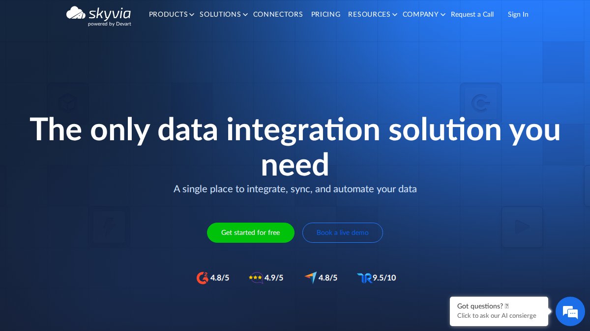 Screenshot of skyvia.com interface