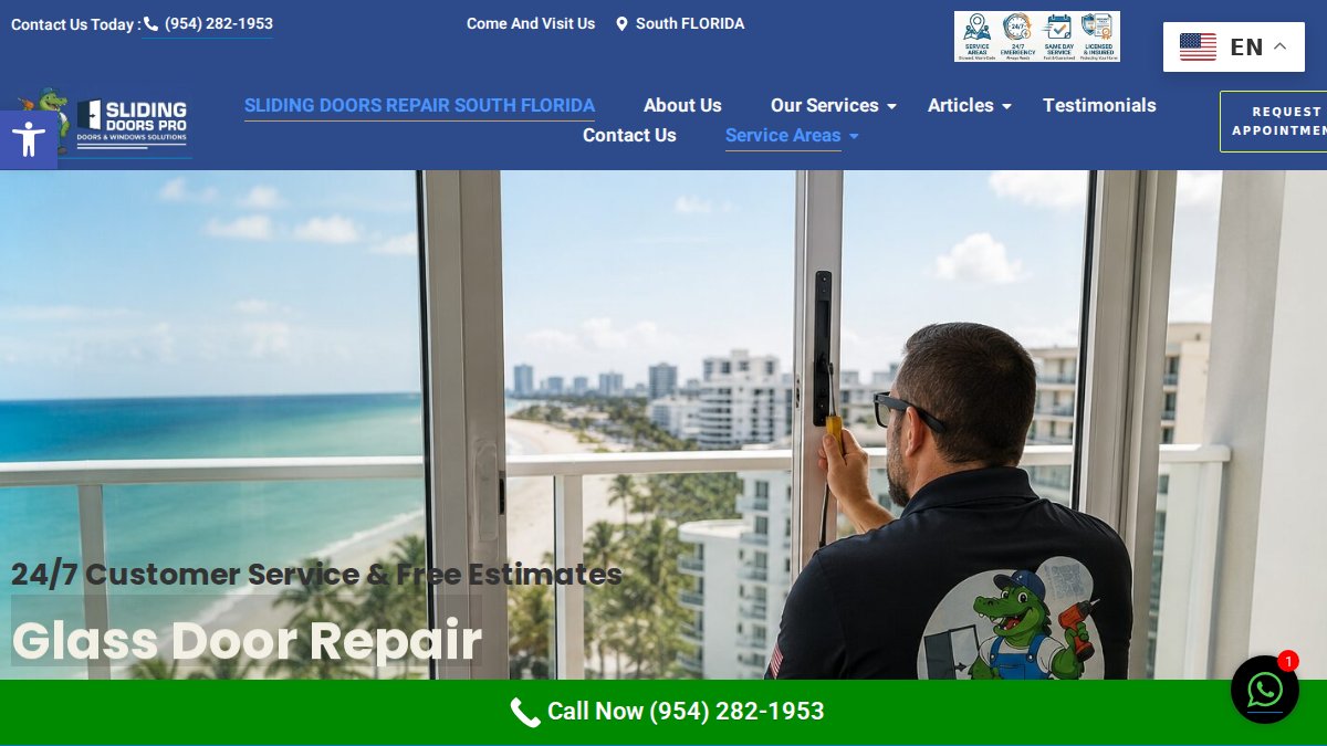Screenshot of slidingdoorsrepairpro.com interface