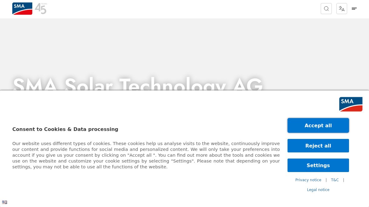 Screenshot of sma.de interface