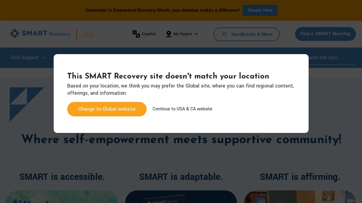 Screenshot of smartrecovery.org interface