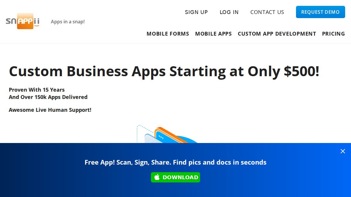 Screenshot of snappii.com interface