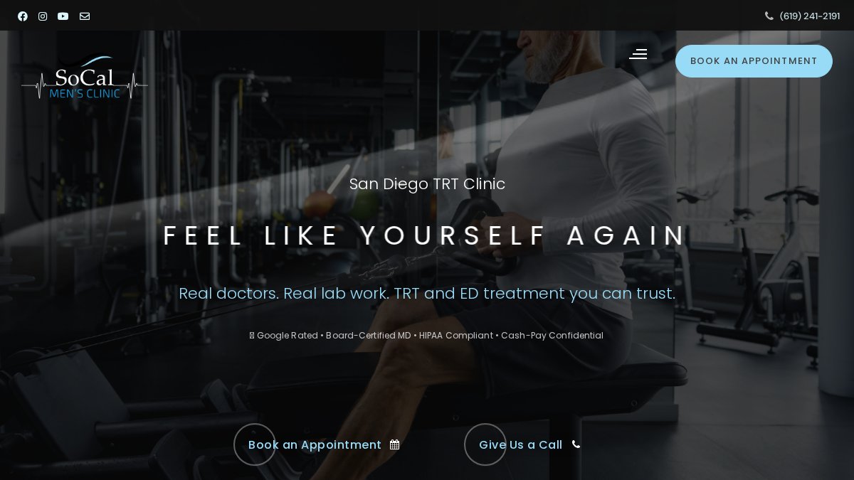 Screenshot of socalmensclinic.com interface