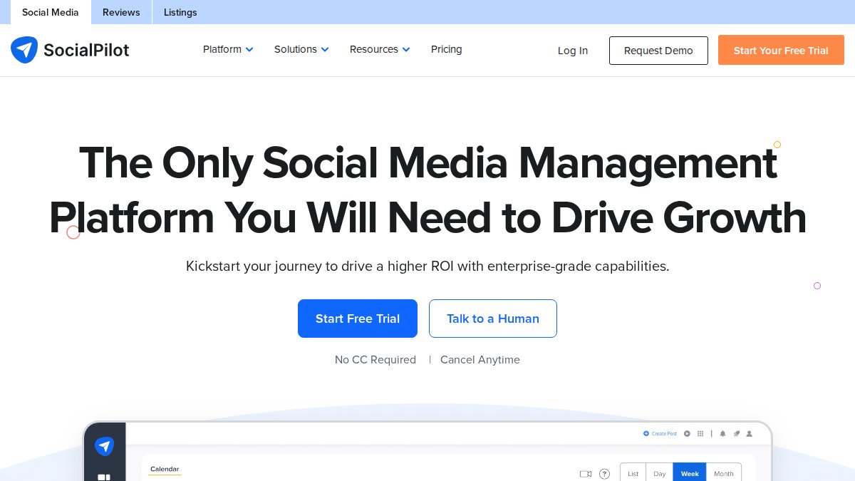 Screenshot of socialpilot.co interface