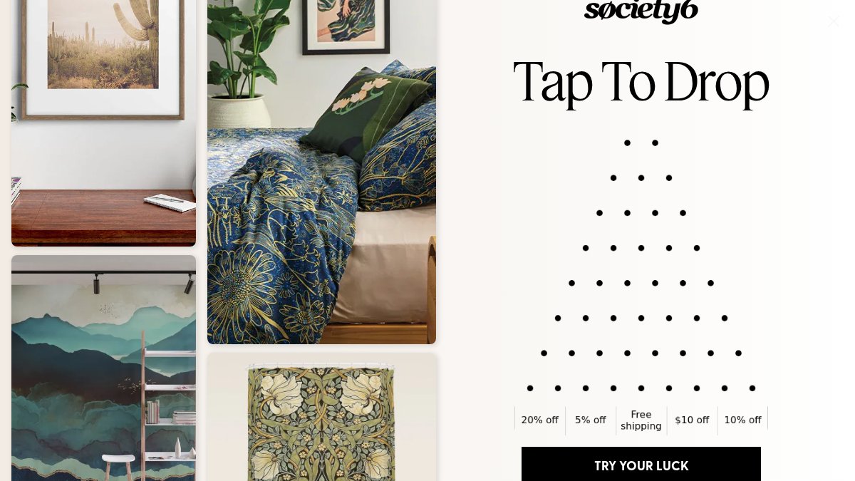 Screenshot of society6.com interface