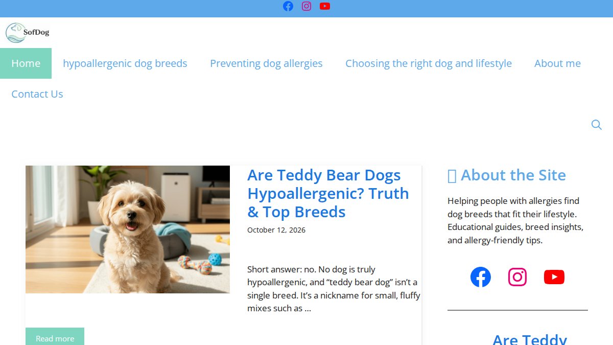 Screenshot of sofdog.com interface