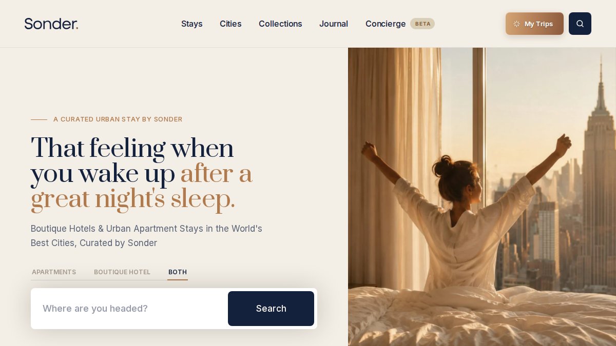 Screenshot of sonder.com interface