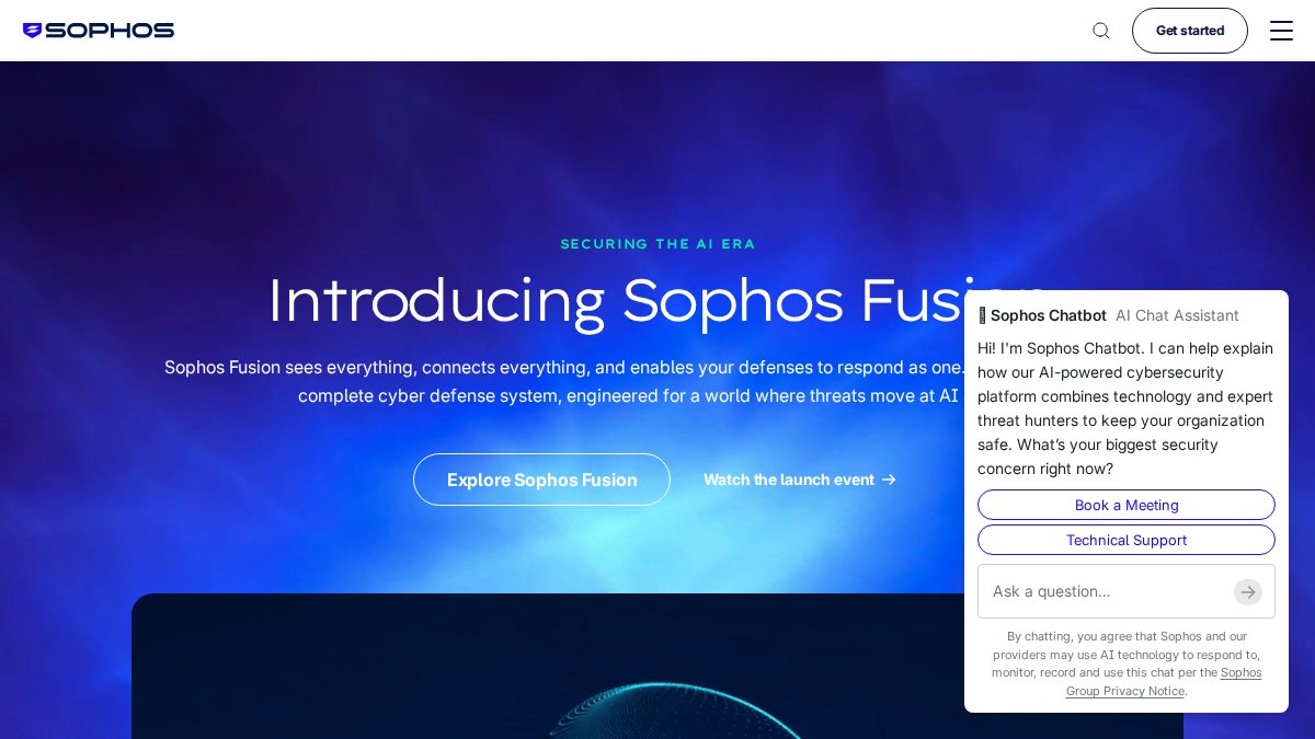 Screenshot of sophos.com interface