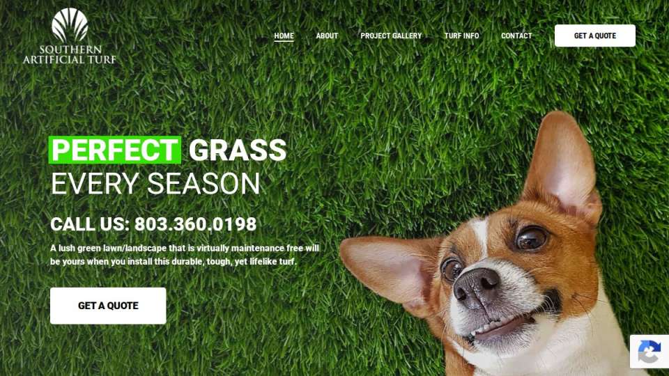 Screenshot of southernartificialturf.com interface