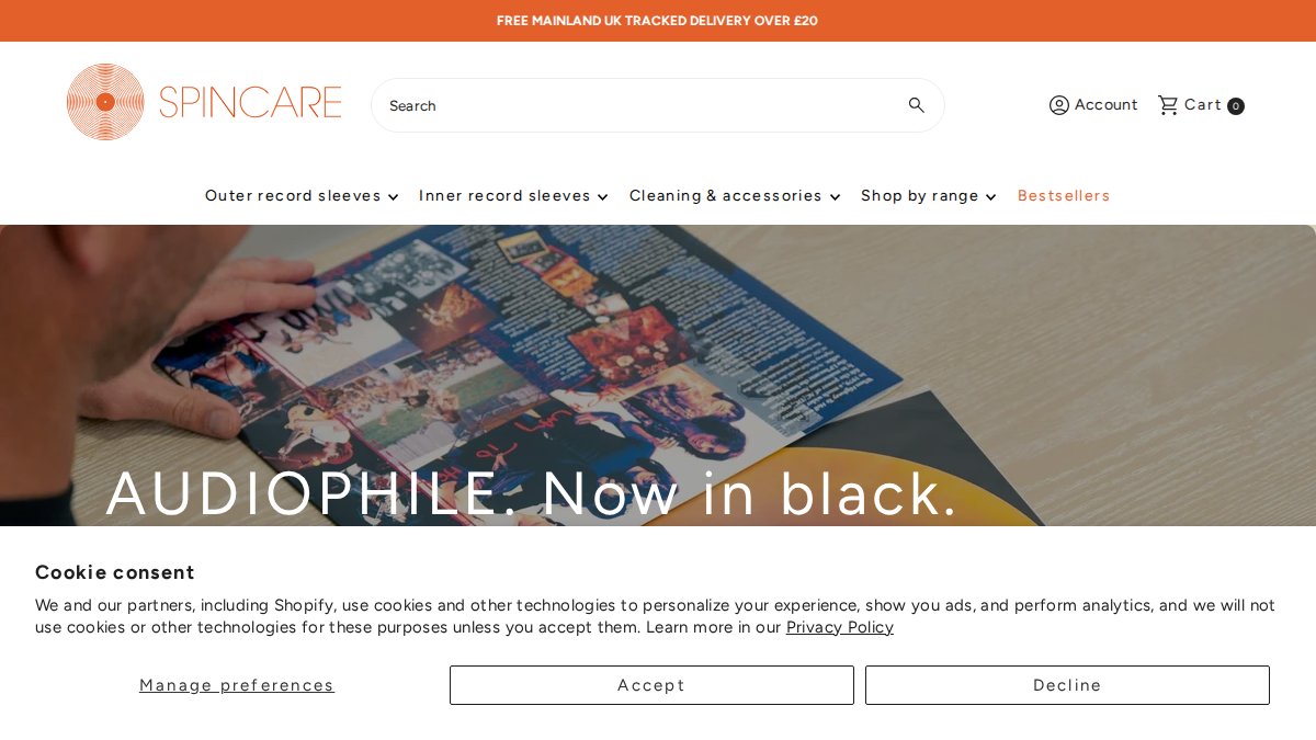 Screenshot of spincare.co.uk interface