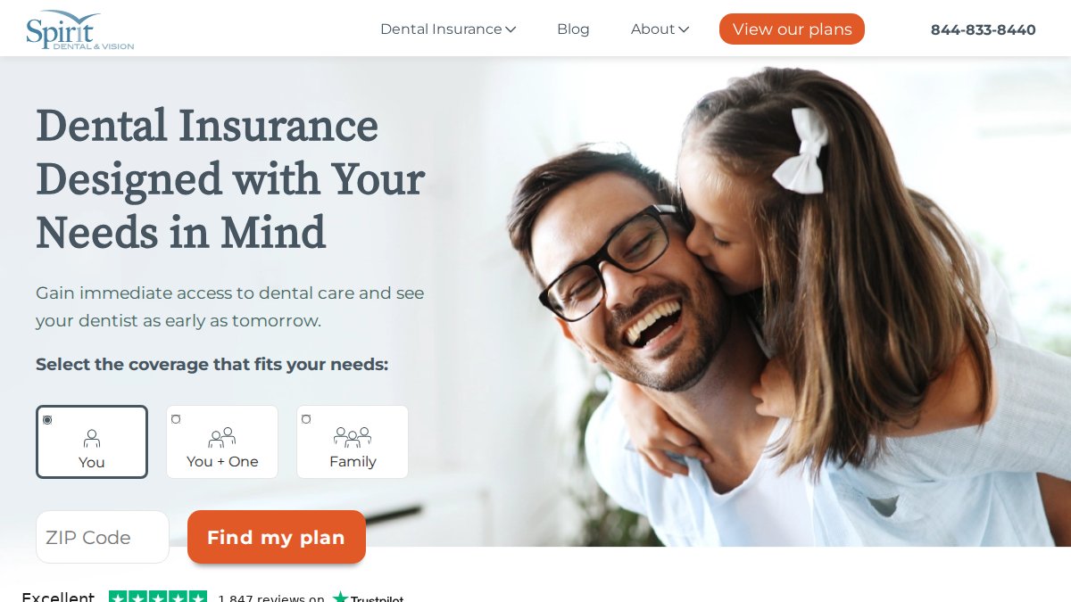 Screenshot of spiritdental.com interface