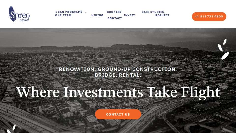 Screenshot of spreocapitalpartners.com interface