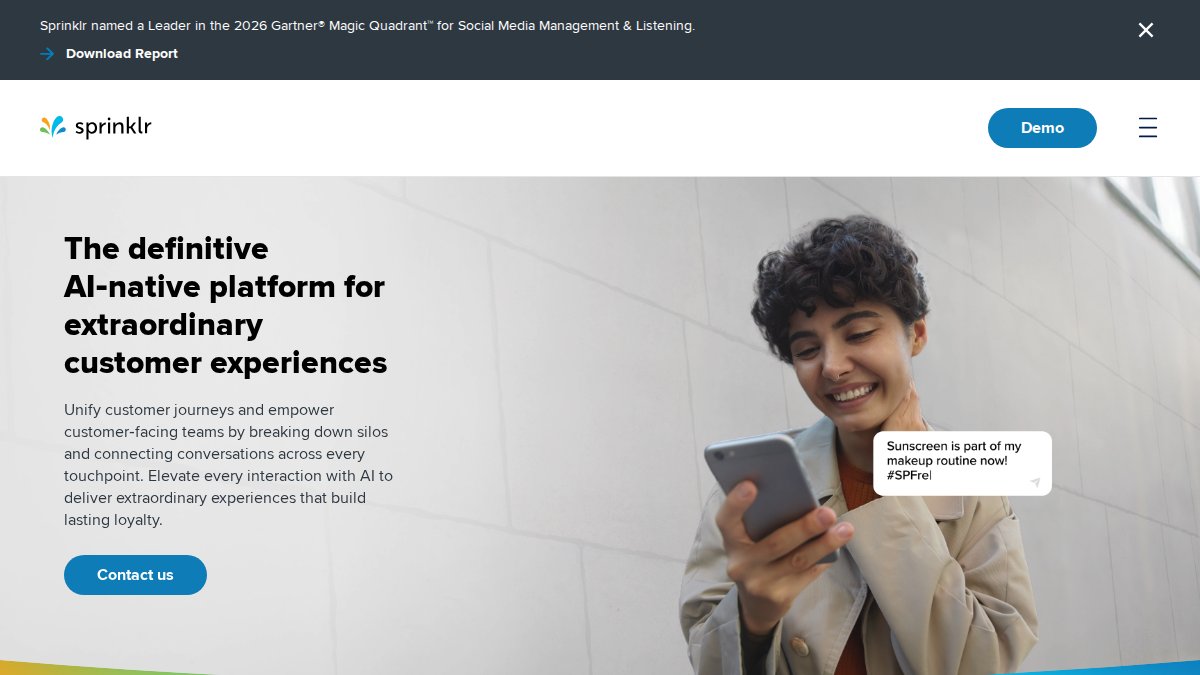 Screenshot of sprinklr.com interface