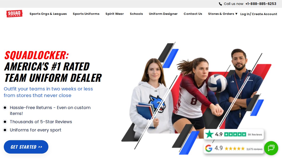 Screenshot of squadlocker.com interface