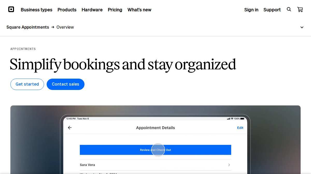 Screenshot of Appointments page on squareup.com