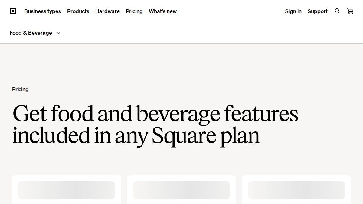 Screenshot of Pricing page on squareup.com