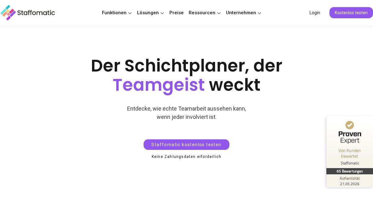 Screenshot of staffomatic.com interface