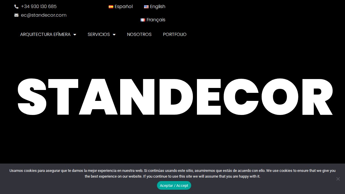 Screenshot of standecor.com interface