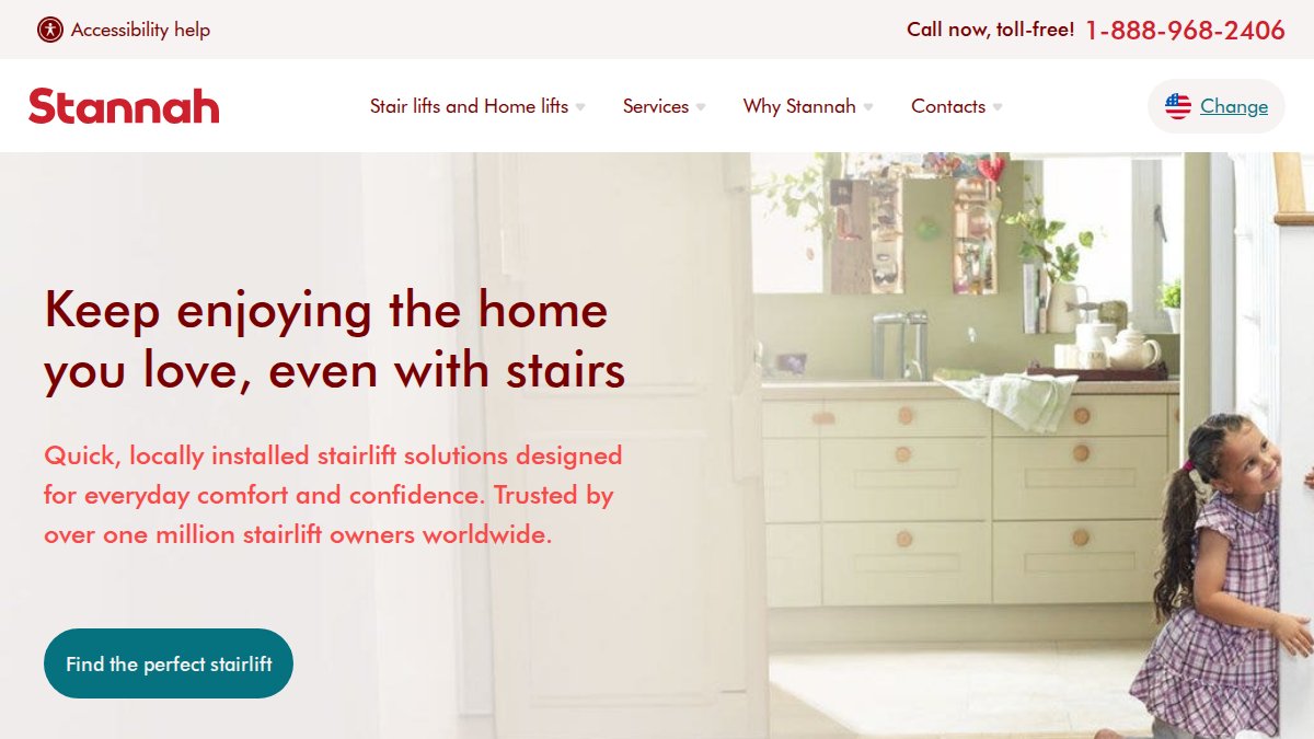 Screenshot of stannah-stairlifts.com interface