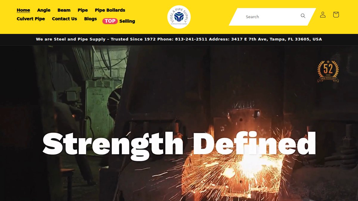 Screenshot of steelandpipesupply.com interface