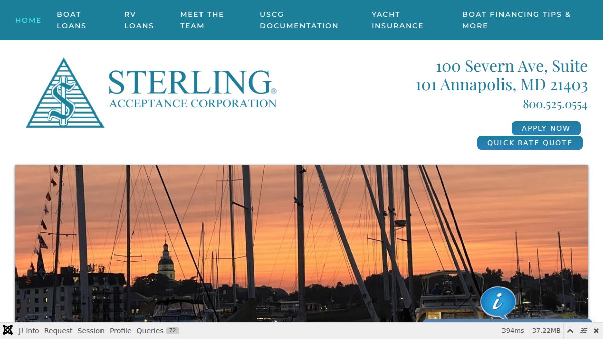 Screenshot of sterlingacceptance.com interface