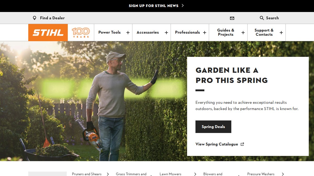Screenshot of stihl.com.au interface