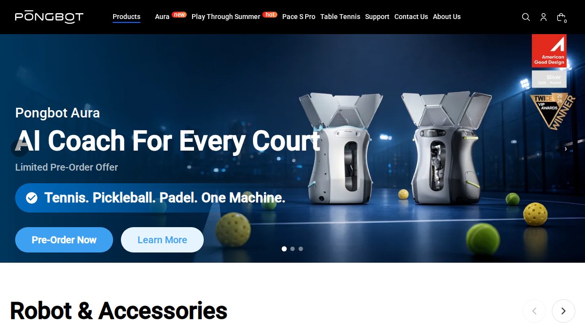 Screenshot of store.pongbotsports.com interface