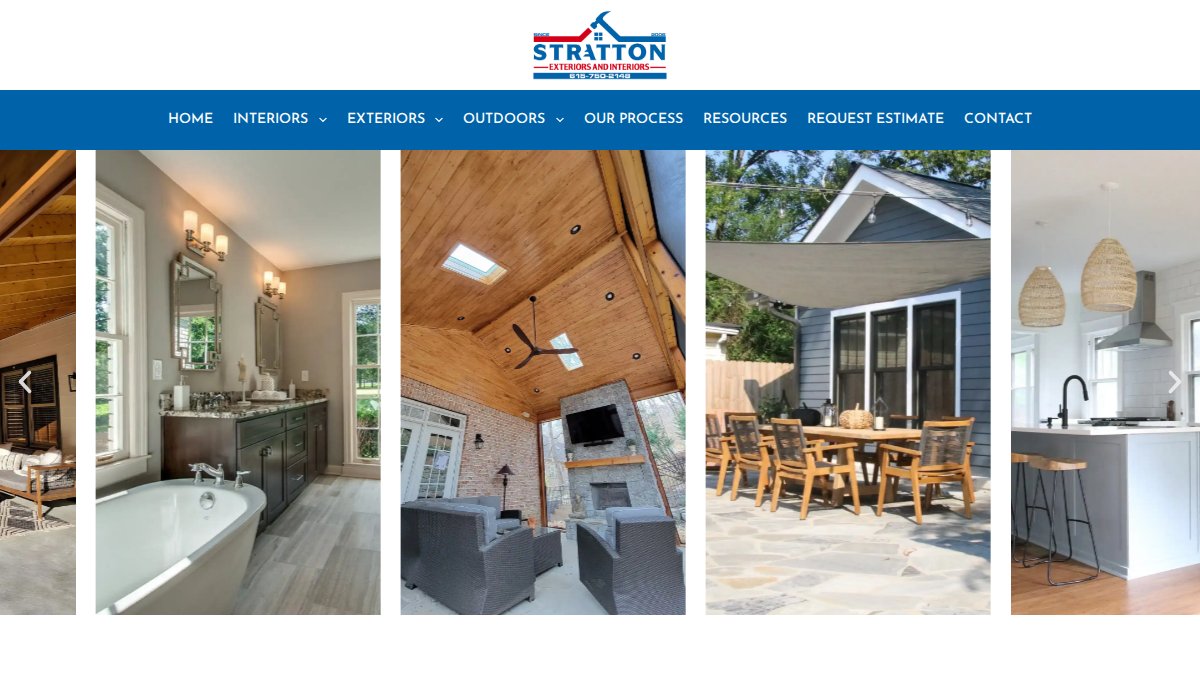 Screenshot of strattonexteriors.com interface