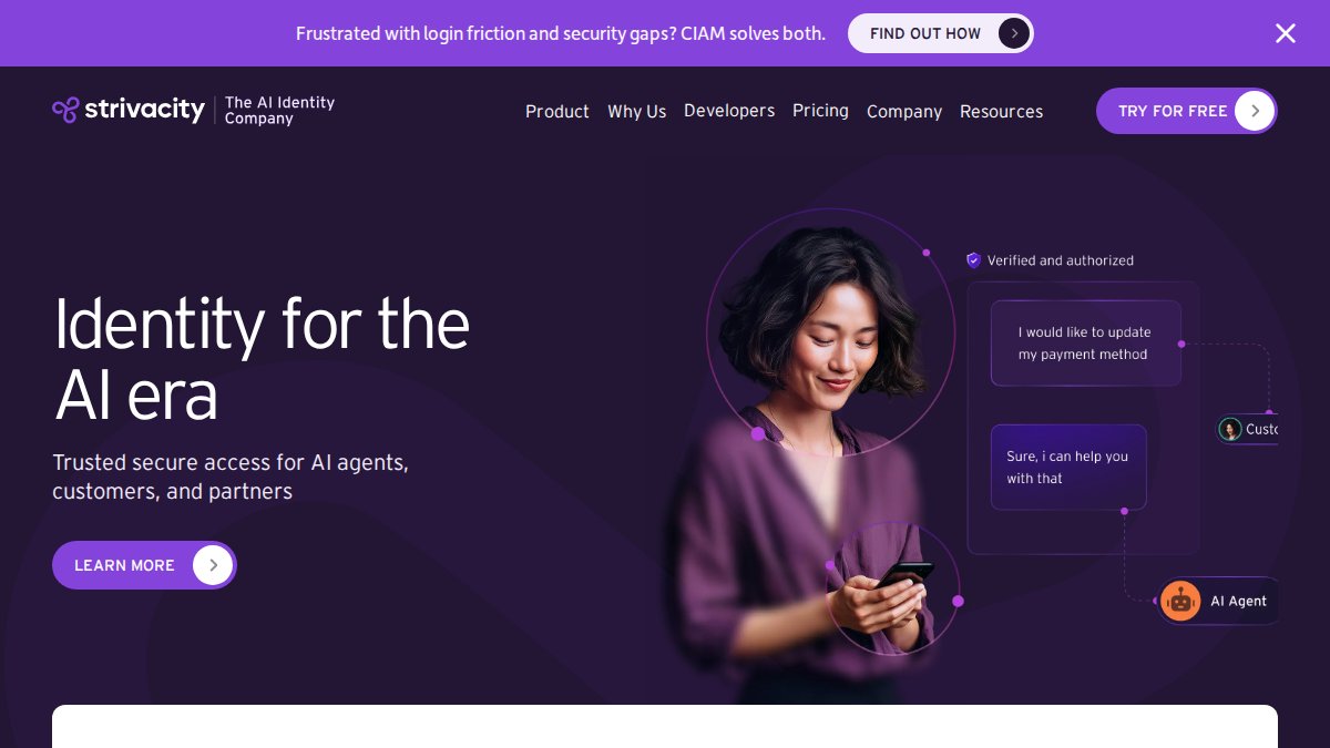 Screenshot of strivacity.com interface