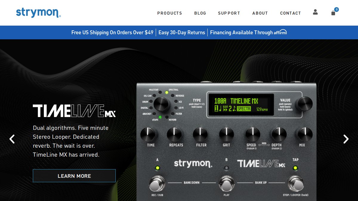 Screenshot of strymon.net interface