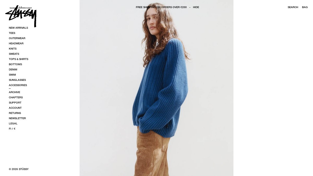 Screenshot of stussy.com interface