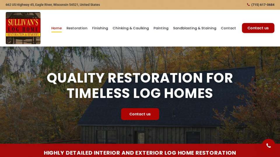 Screenshot of sullivansloghomerestoration.com interface