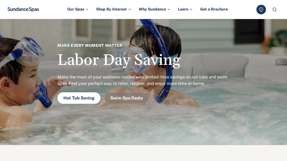 Screenshot of sundancespas.com interface
