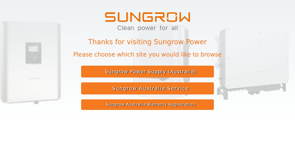Screenshot of sungrowpower.com.au interface