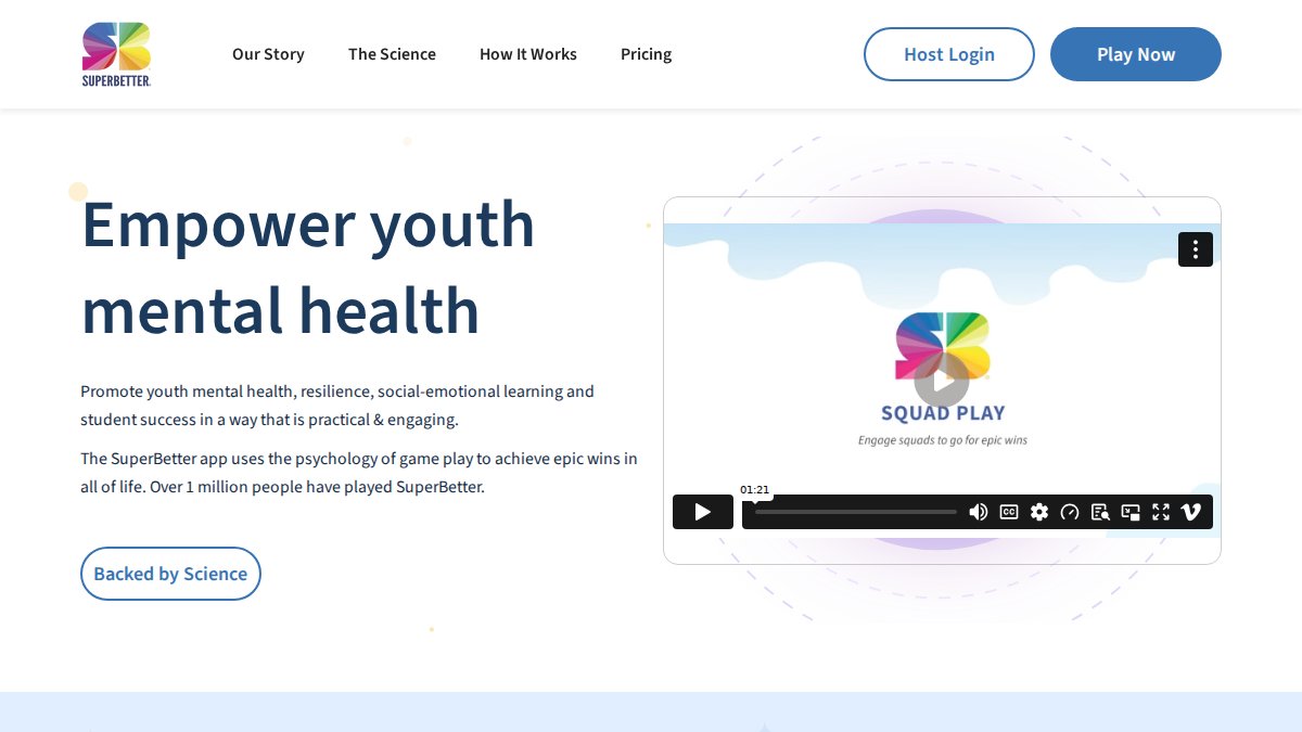 Screenshot of superbetter.com interface