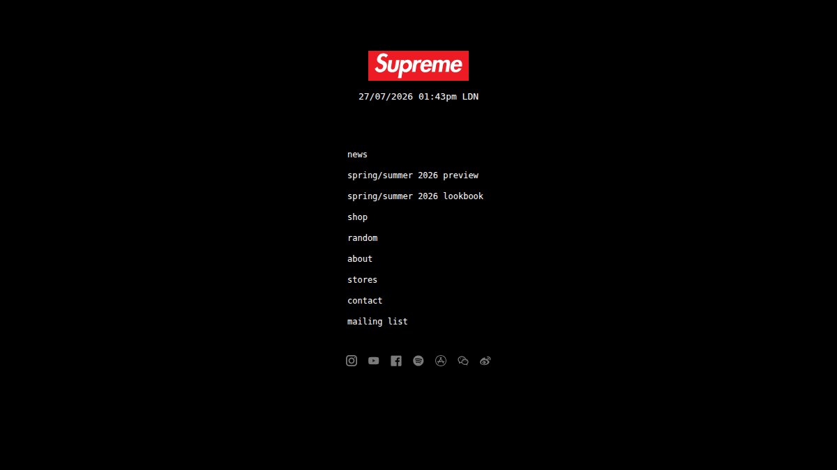 Screenshot of supreme.com interface
