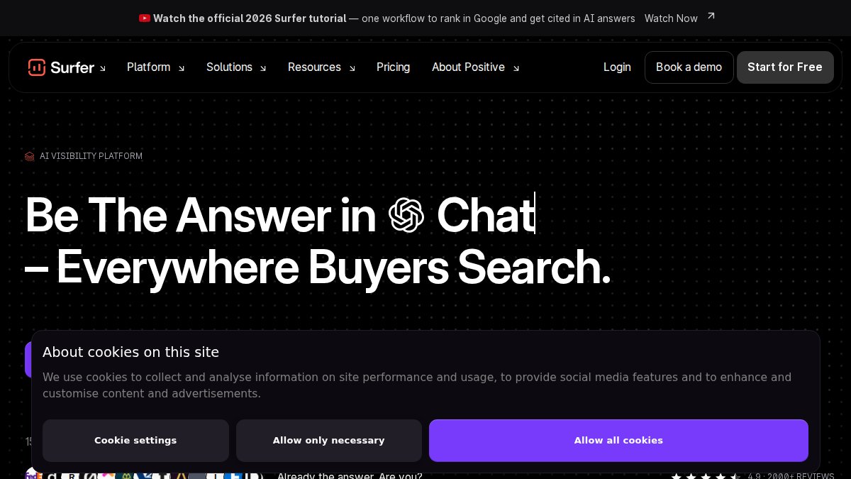 Screenshot of surferseo.com interface