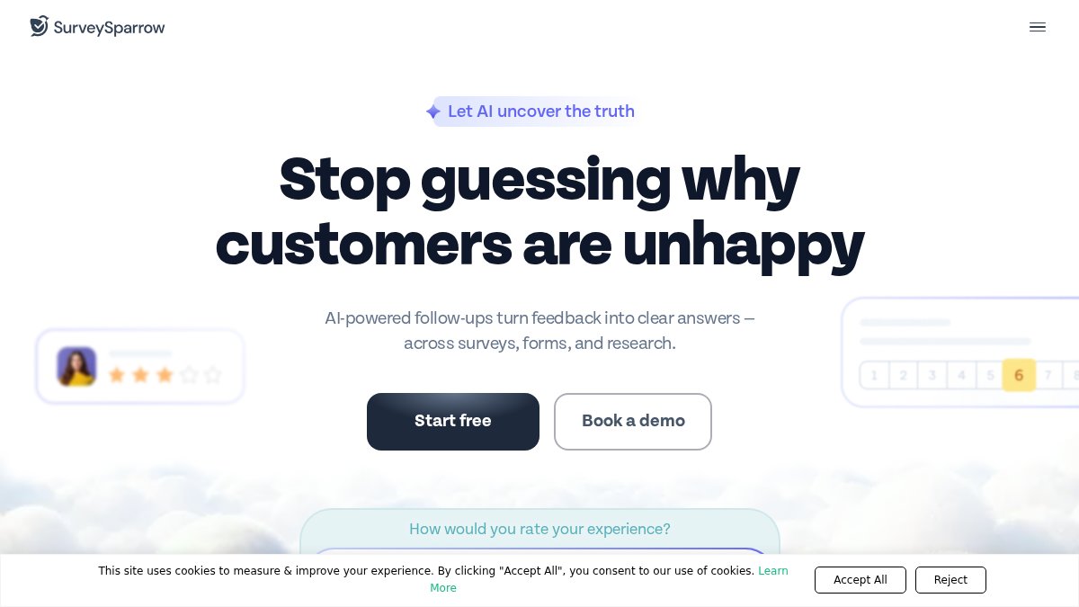 Screenshot of surveysparrow.com interface